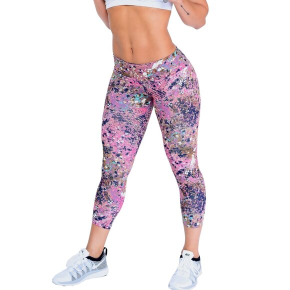 Activewear Printed Leggings Capris Supplex Sports XS-S-M-L Made in Brazil - Picture 1 of 7